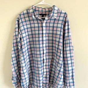 Red, White, and Blue Banana Republic Button Down
